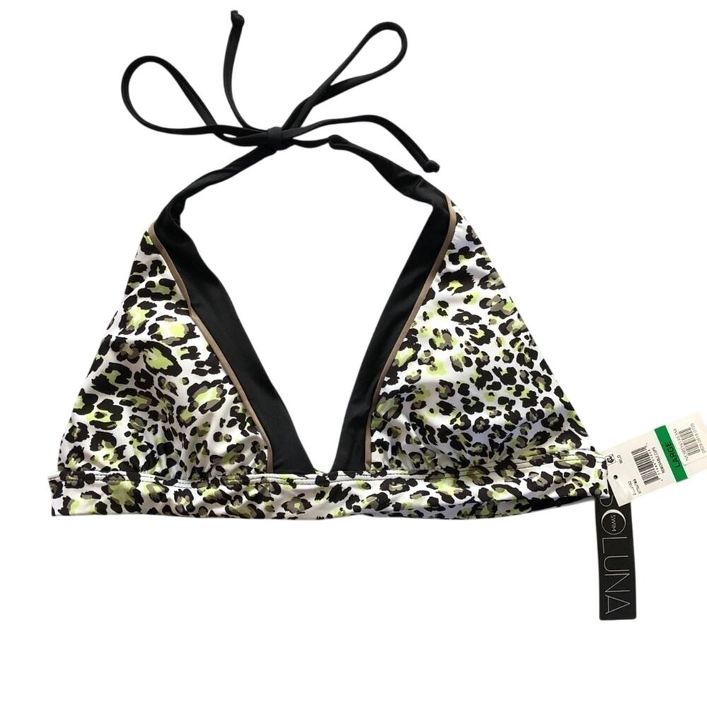Soluna Into the Wild Leopard Halter Bikini Top NEW